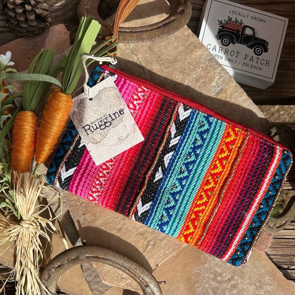 Zarape Wristlet Multi-Color Zipper Clutch NWT